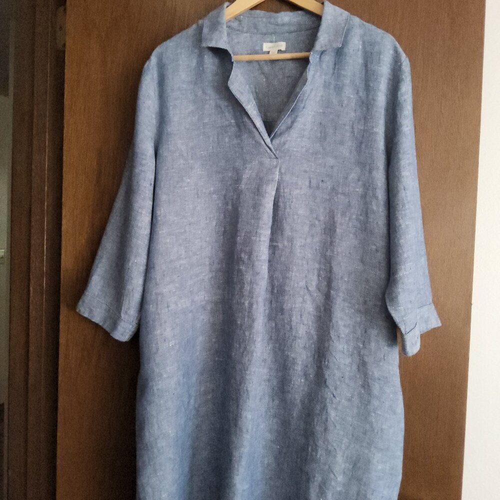 NEW Garnet Hill Linen  Popover Shirtdress  Size 14